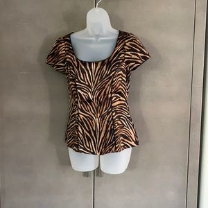 WHBM Animal Print Silk Top Size 0